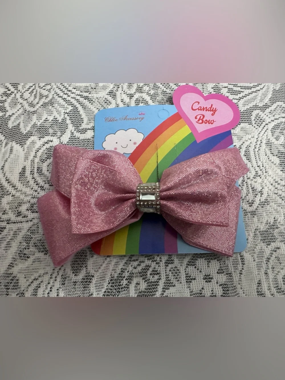 Girls Sparkle Hair Bow Alligator Clips 🎀 4pc Bundle Rhinestone